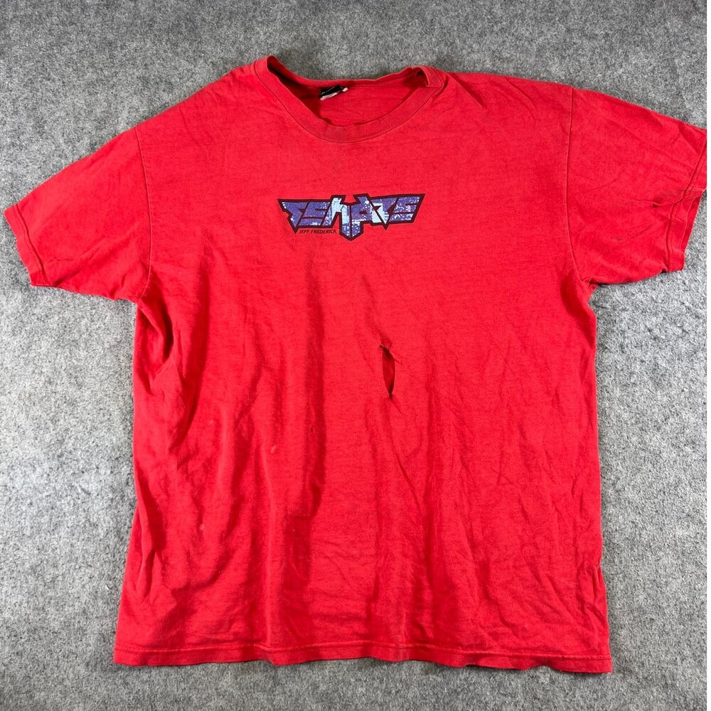Vintage 90s Senate Brand Skate Jeff Frederick Shirt Mens Large Red Minimalist